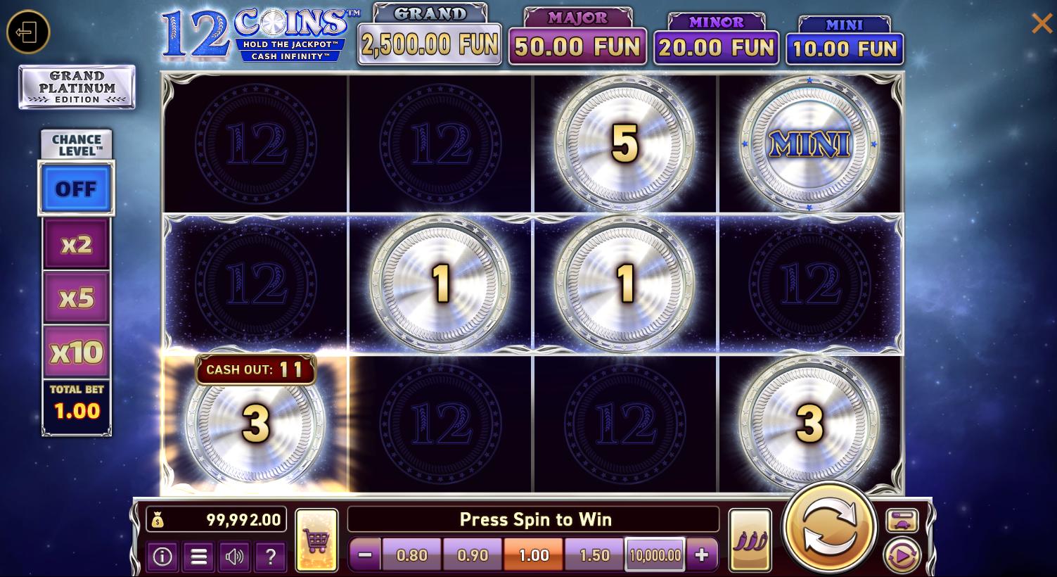 12 coins grand platinum edition slot