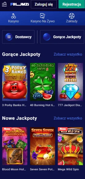 Mobile version Frumzi  casino sloty