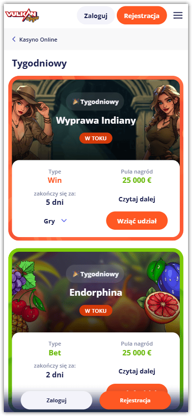 Graj w turniejach i wygrywaj nagrody w Vulkan Vegas