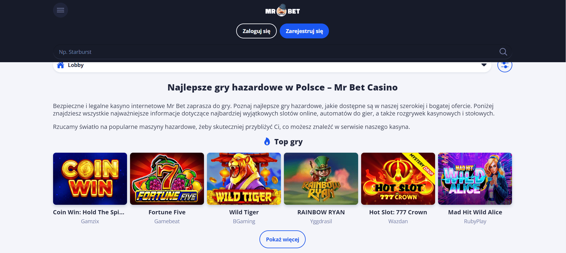 Najlepsze gry hazardowe w Polsce – kasyno online Mr Bet