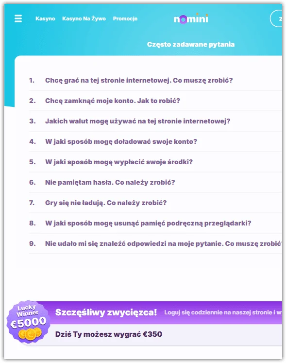 Nomoni Casino mobile