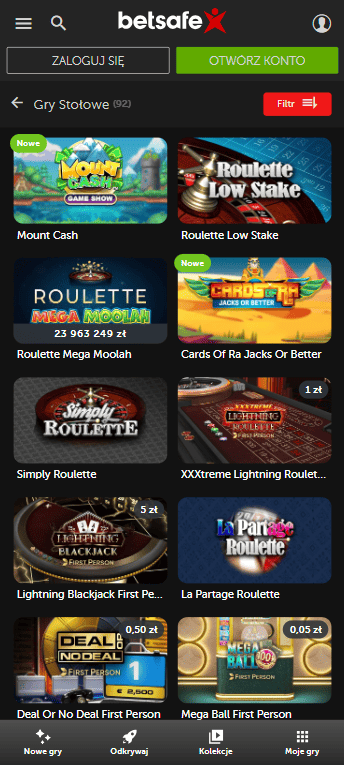 Poznaj nasze gry stołowe w kasynie Betsafe