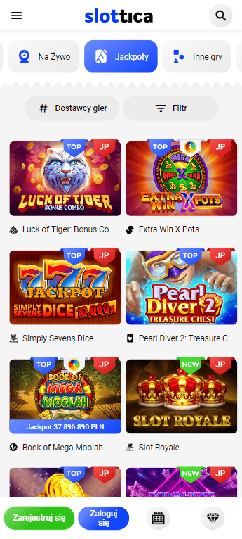 Sloty z jackpotami w kasynie Slottica