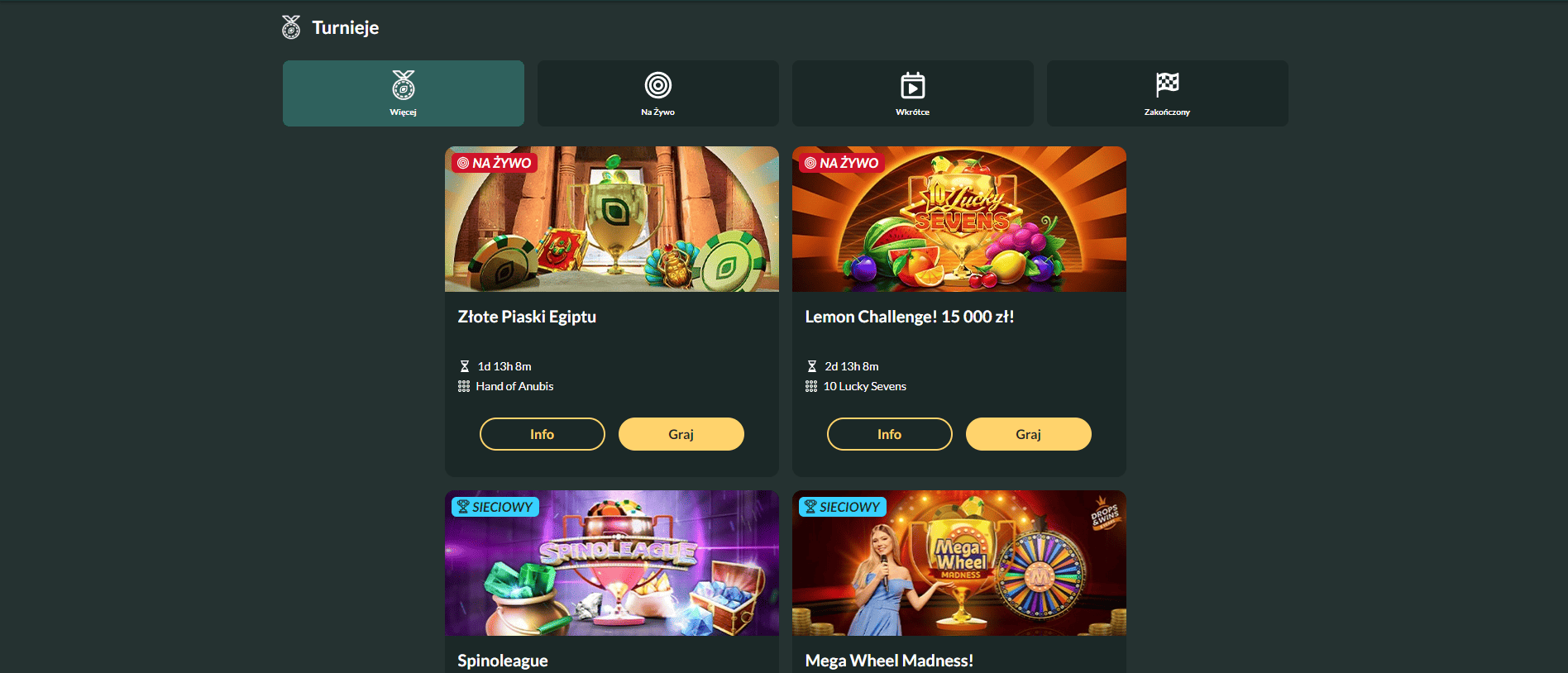 Turnieje w kasynie Lemon 2025